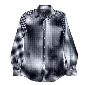 H&M Button Down Shirt Mens XS Black White Gingham Check Long Sleeve Slim Fit
